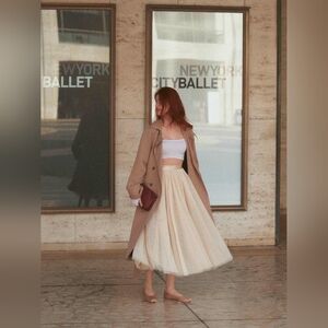 Reformation Prisca Elegant Cream Tulle Skirt Size M